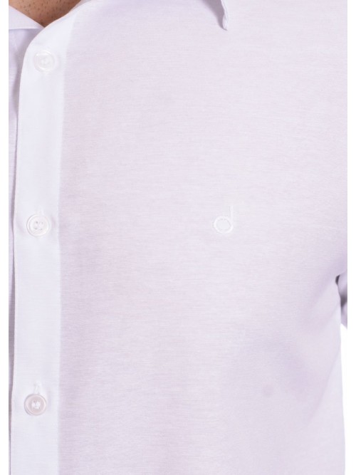 Camisa social branca masculina de tricoline manga longa