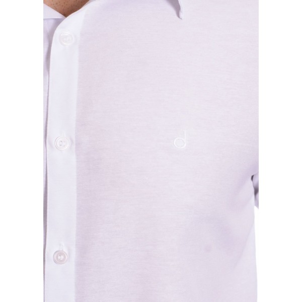 Camisa social branca masculina de tricoline manga longa