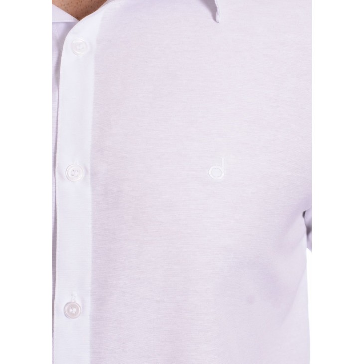 Camisa social branca masculina de tricoline manga longa
