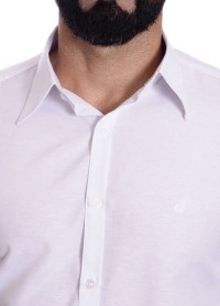 Camisa social branca masculina de tricoline manga longa