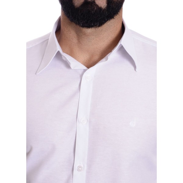 Camisa social branca masculina de tricoline manga longa