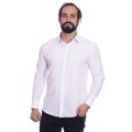 Camisa social branca masculina de tricoline manga longa