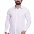 Camisa social branca masculina de tricoline manga longa