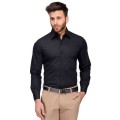 Camisa social preta masculina de tricoline manga longa