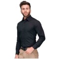 Camisa social preta masculina de tricoline manga longa