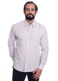 Camisa social cinza masculina de tricoline manga longa