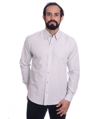 Camisa social cinza masculina de tricoline manga longa