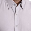 Camisa social cinza masculina de tricoline manga longa