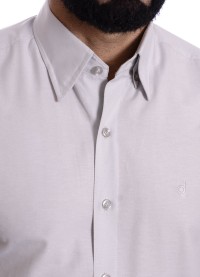 Camisa social cinza masculina de tricoline manga longa
