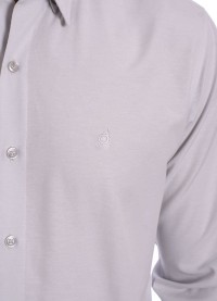 Camisa social cinza masculina de tricoline manga longa