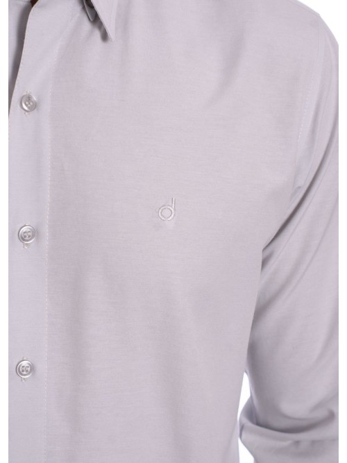 Camisa social cinza masculina de tricoline manga longa