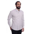 Camisa social cinza masculina de tricoline manga longa