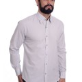 Camisa social cinza masculina de tricoline manga longa