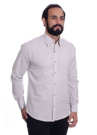 Camisa social cinza masculina de tricoline manga longa