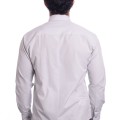 Camisa social cinza masculina de tricoline manga longa
