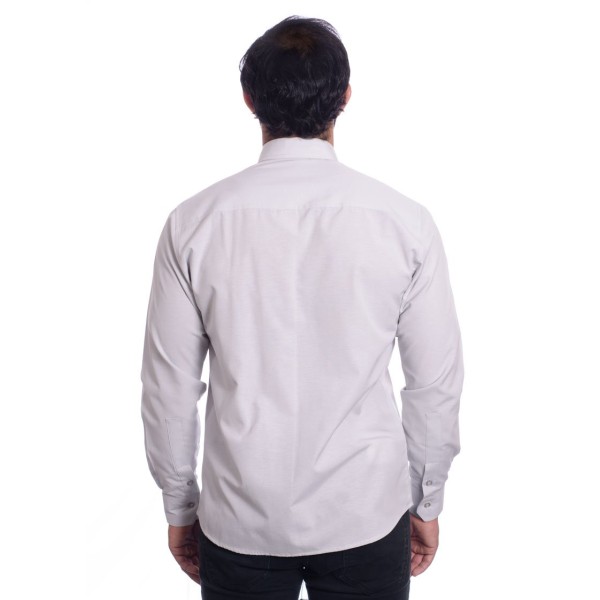 Camisa social cinza masculina de tricoline manga longa