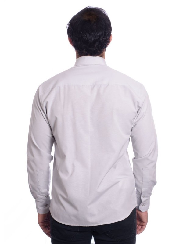 Camisa social cinza masculina de tricoline manga longa