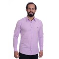 Camisa social lilás masculina de tricoline manga longa