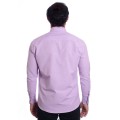 Camisa social lilás masculina de tricoline manga longa