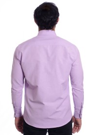 Camisa social lilás masculina de tricoline manga longa