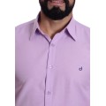 Camisa social lilás masculina de tricoline manga longa