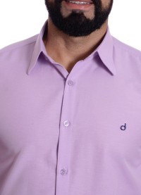 Camisa social lilás masculina de tricoline manga longa
