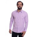 Camisa social lilás masculina de tricoline manga longa