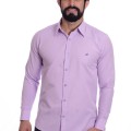 Camisa social lilás masculina de tricoline manga longa