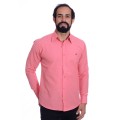 Camisa social goiaba masculina de tricoline manga longa