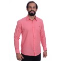 Camisa social goiaba masculina de tricoline manga longa