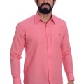 Camisa social goiaba masculina de tricoline manga longa