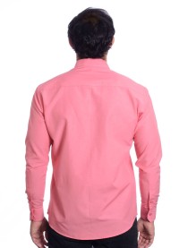 Camisa social goiaba masculina de tricoline manga longa