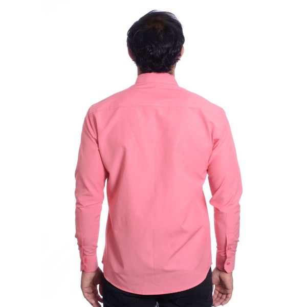 Camisa social goiaba masculina de tricoline manga longa