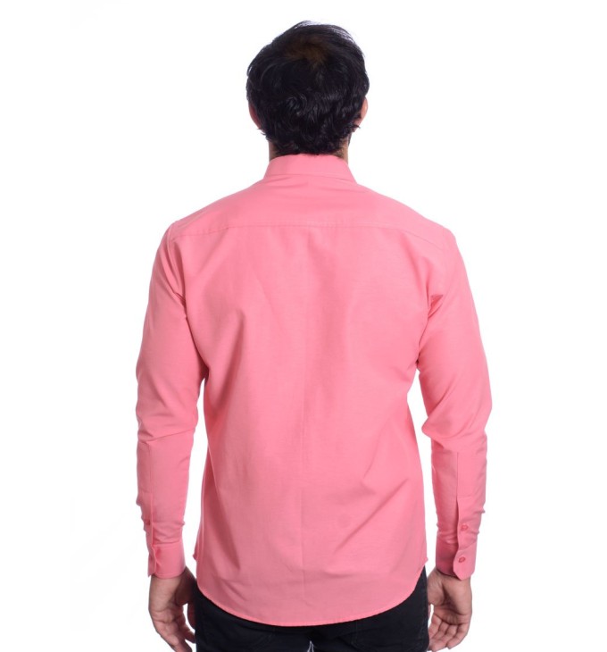 Camisa social goiaba masculina de tricoline manga longa