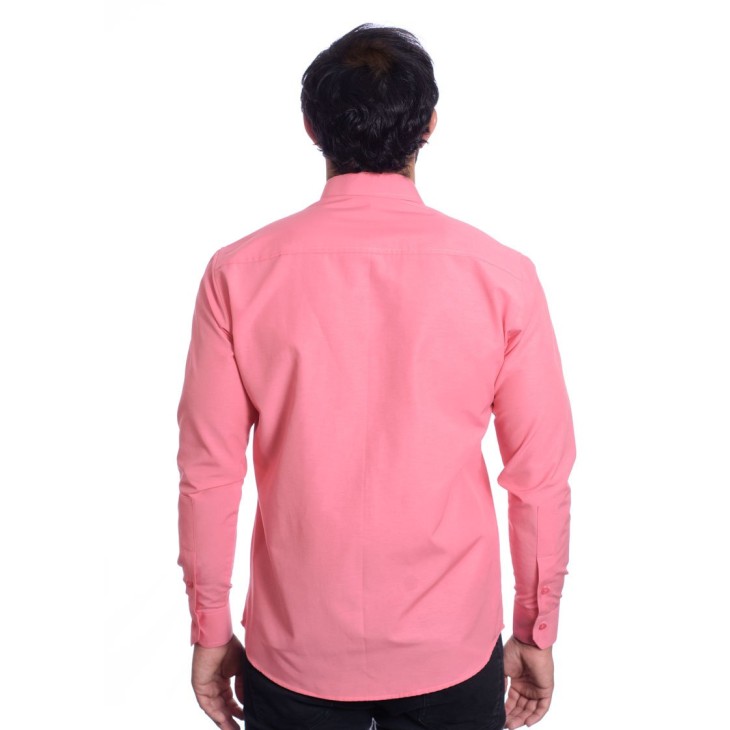 Camisa social goiaba masculina de tricoline manga longa