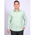 Camisa social verde claro masculina de tricoline manga longa