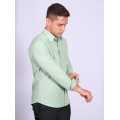 Camisa social verde claro masculina de tricoline manga longa