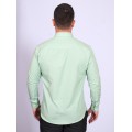 Camisa social verde claro masculina de tricoline manga longa