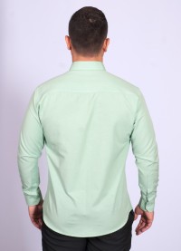 Camisa social verde claro masculina de tricoline manga longa