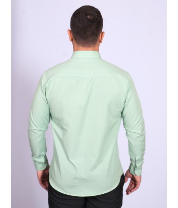Camisa social verde claro masculina de tricoline manga longa