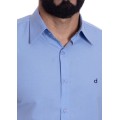 Camisa social azul claro masculina de tricoline manga longa