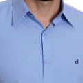 Camisa social azul claro masculina de tricoline manga longa