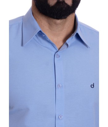 Camisa social azul claro masculina de tricoline manga longa