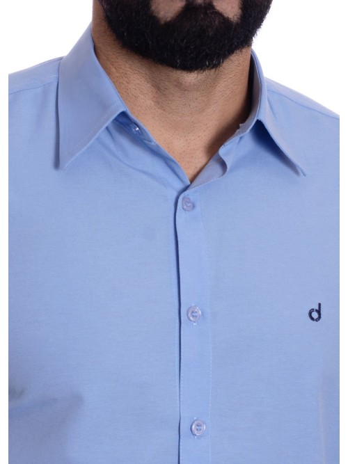 Camisa social azul claro masculina de tricoline manga longa Camisa social azul claro masculina de tricoline manga longa