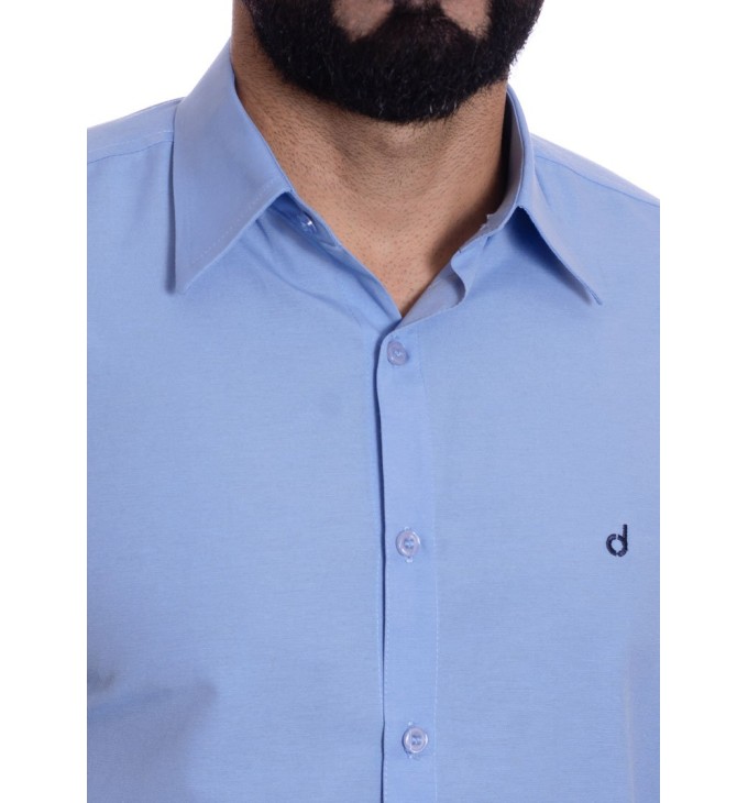 Camisa social azul claro masculina de tricoline manga longa Camisa social azul claro masculina de tricoline manga longa