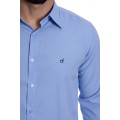 Camisa social azul claro masculina de tricoline manga longa