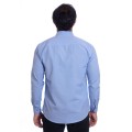 Camisa social azul claro masculina de tricoline manga longa