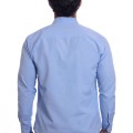 Camisa social azul claro masculina de tricoline manga longa