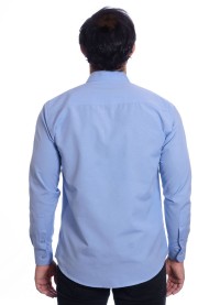 Camisa social azul claro masculina de tricoline manga longa