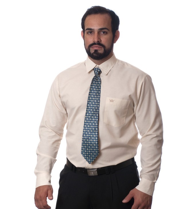 Camisa social palha masculina de tricoline manga longa Camisa social palha masculina de tricoline manga longa